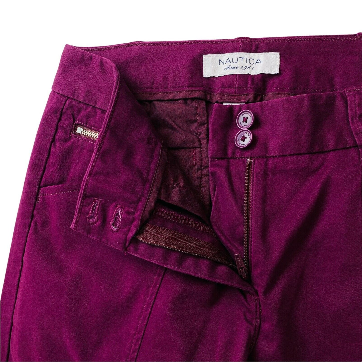 NAUTICA Pantalon chino stretch violet foncé pour femme US 0 W28 / US 2 W29