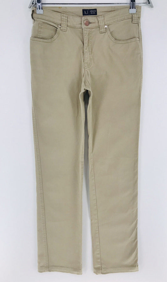 Armani Jeans Damen Jeans mit Stretch-Anteil in normaler, gerader Passform, Größe W28 L33, Beige