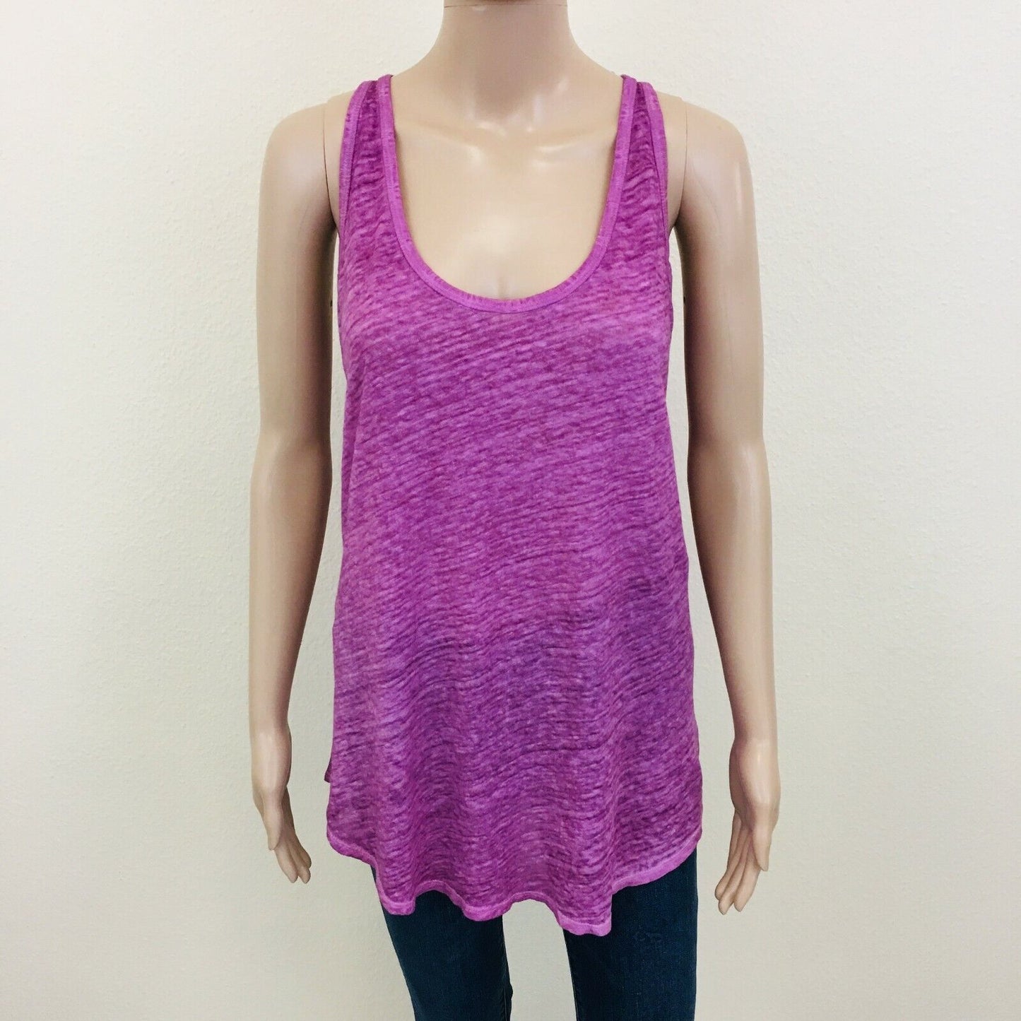 ZARA 100% Linen Purple Tank Top T Shirt Size L