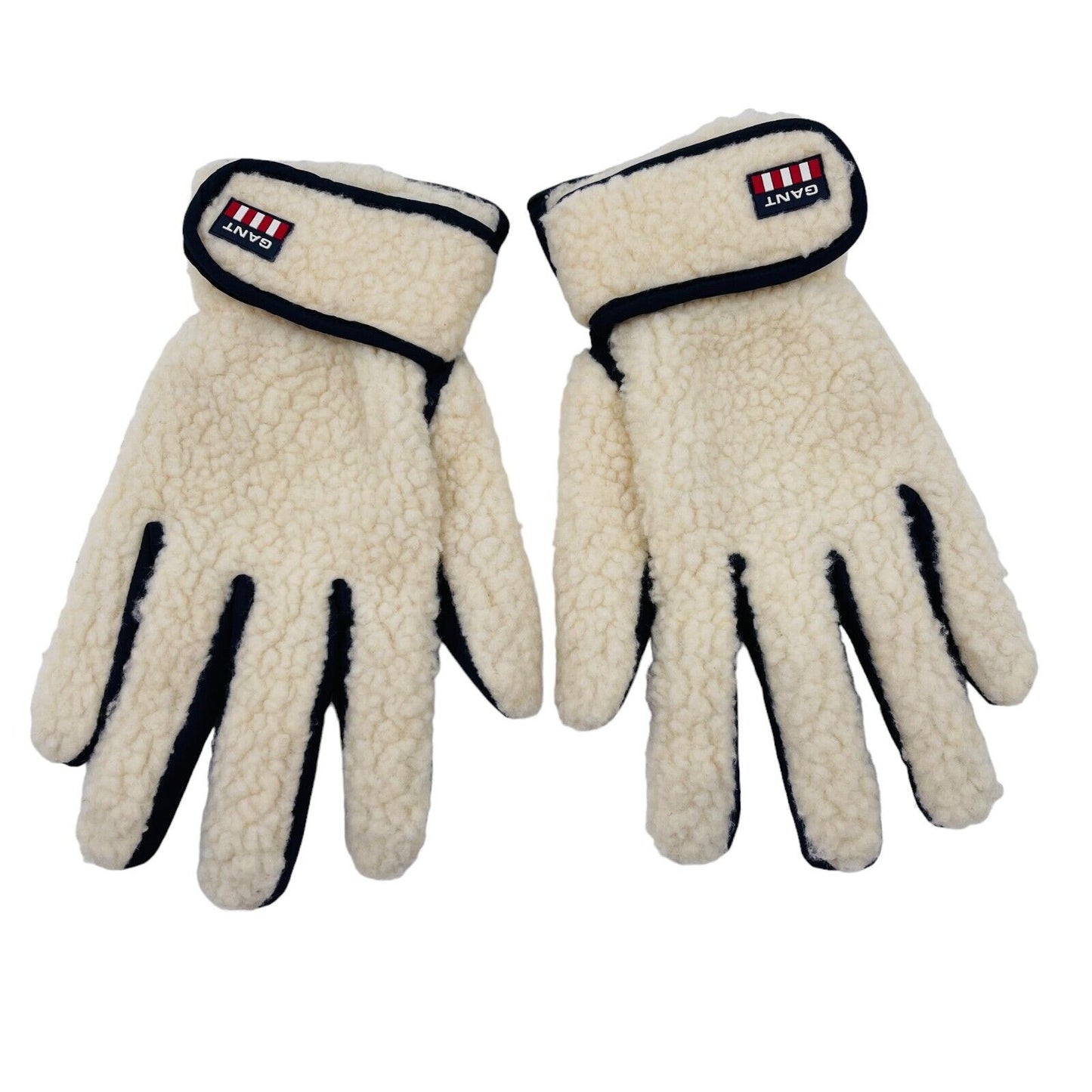 GANT Beige Shearling Outside Wool & Cashmere Lining Women Gloves Size L XL