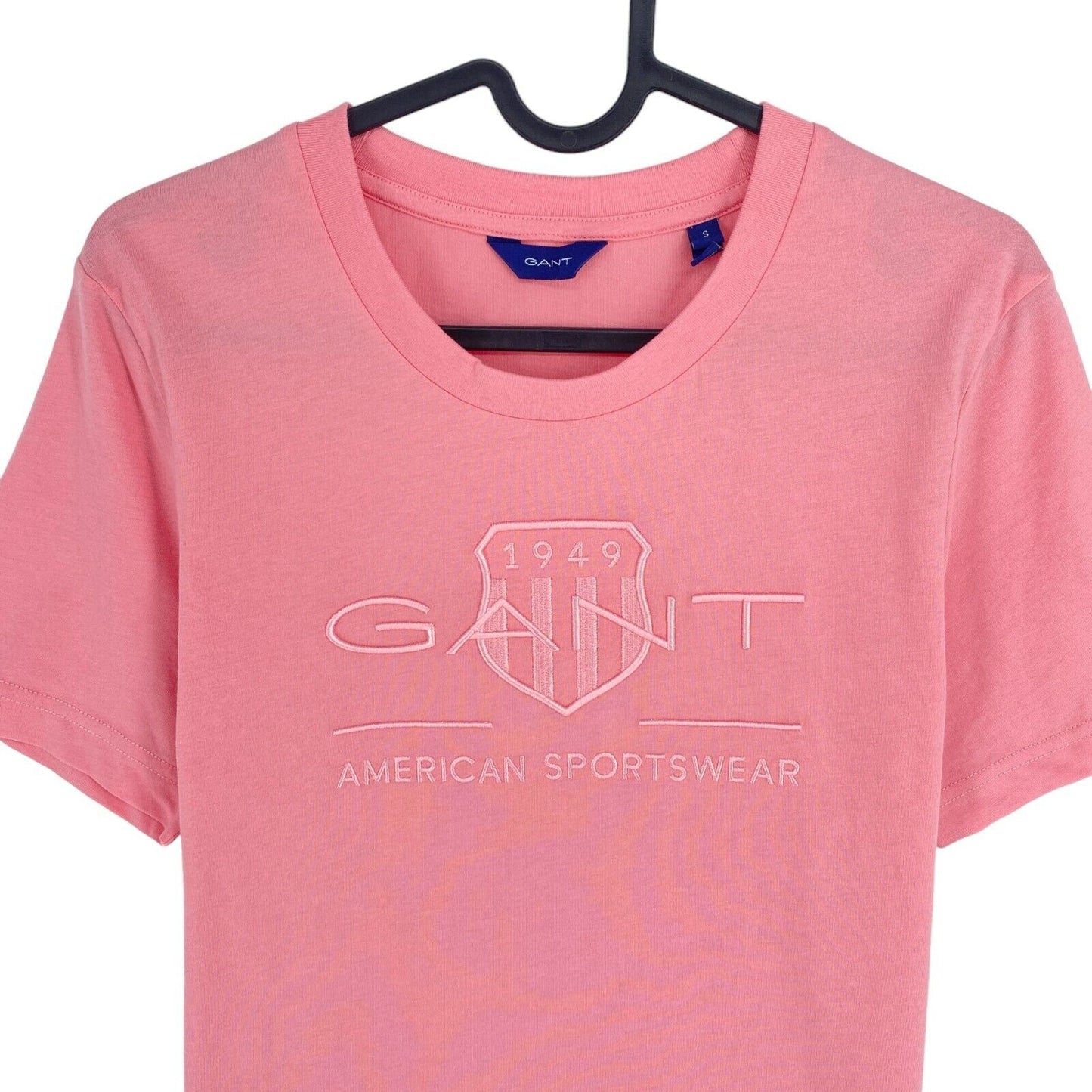 GANT Women Pink Tonal Archive Shield Crew Neck Short Sleeve T Shirt Size S