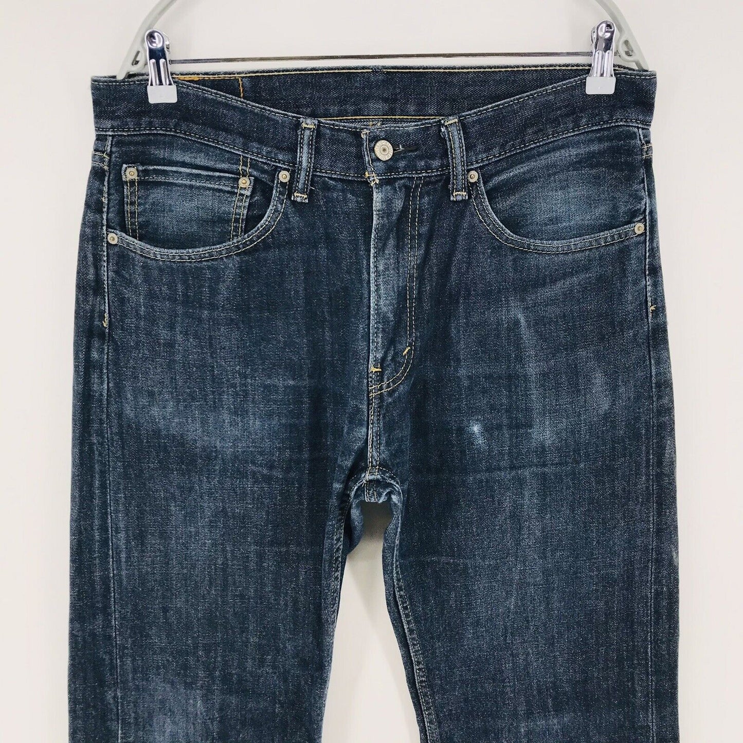 Levi‘s 505 Dark Blue Straight Regular Fit Distressed Jeans Size W34 L34