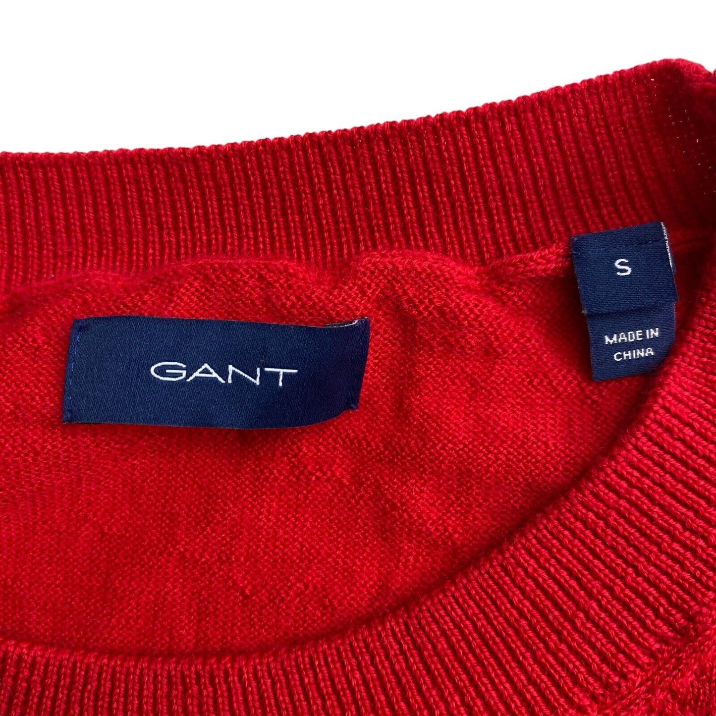 GANT Red 100% Wool Crew Neck Jumper Sweater Size S