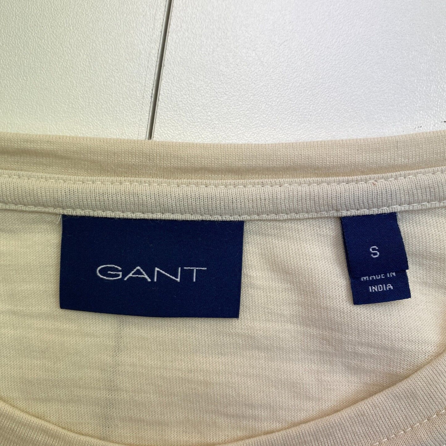 GANT Beige Wool Jersey Crew Neck Long Sleeves T Shirt Size S