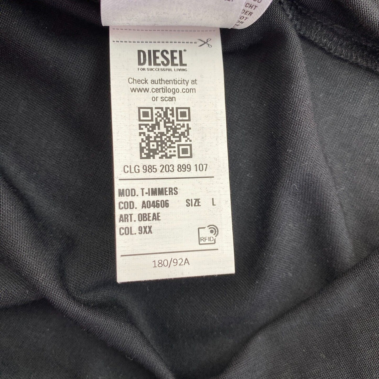 Diesel Noir Sans Manches Crew Neck Top T Shirt Taille L