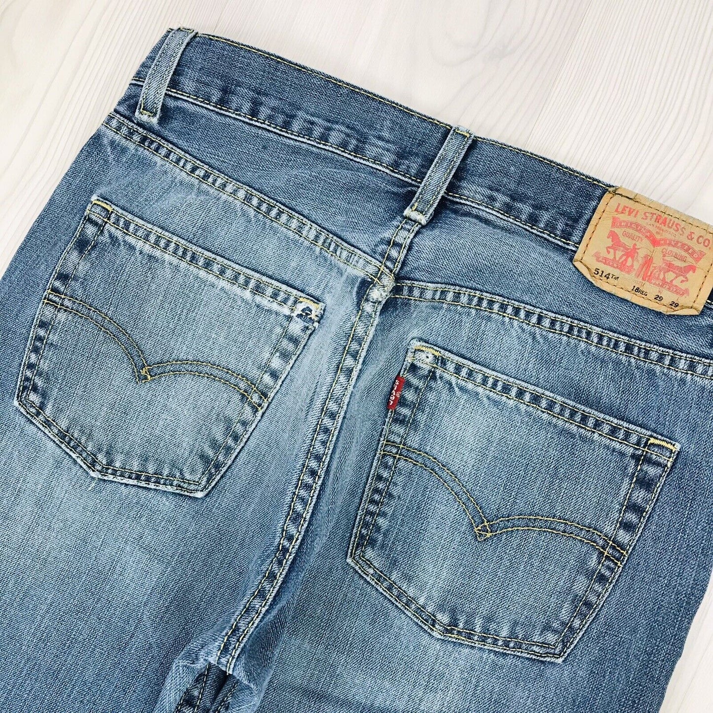 Vintage Levi's 514 Boys Blue Straight Fit Jeans 18 Reg / W29 L29