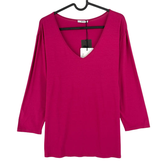 PERSONA Dark Pink V Neck Long Sleeves T Shirt Top Size S