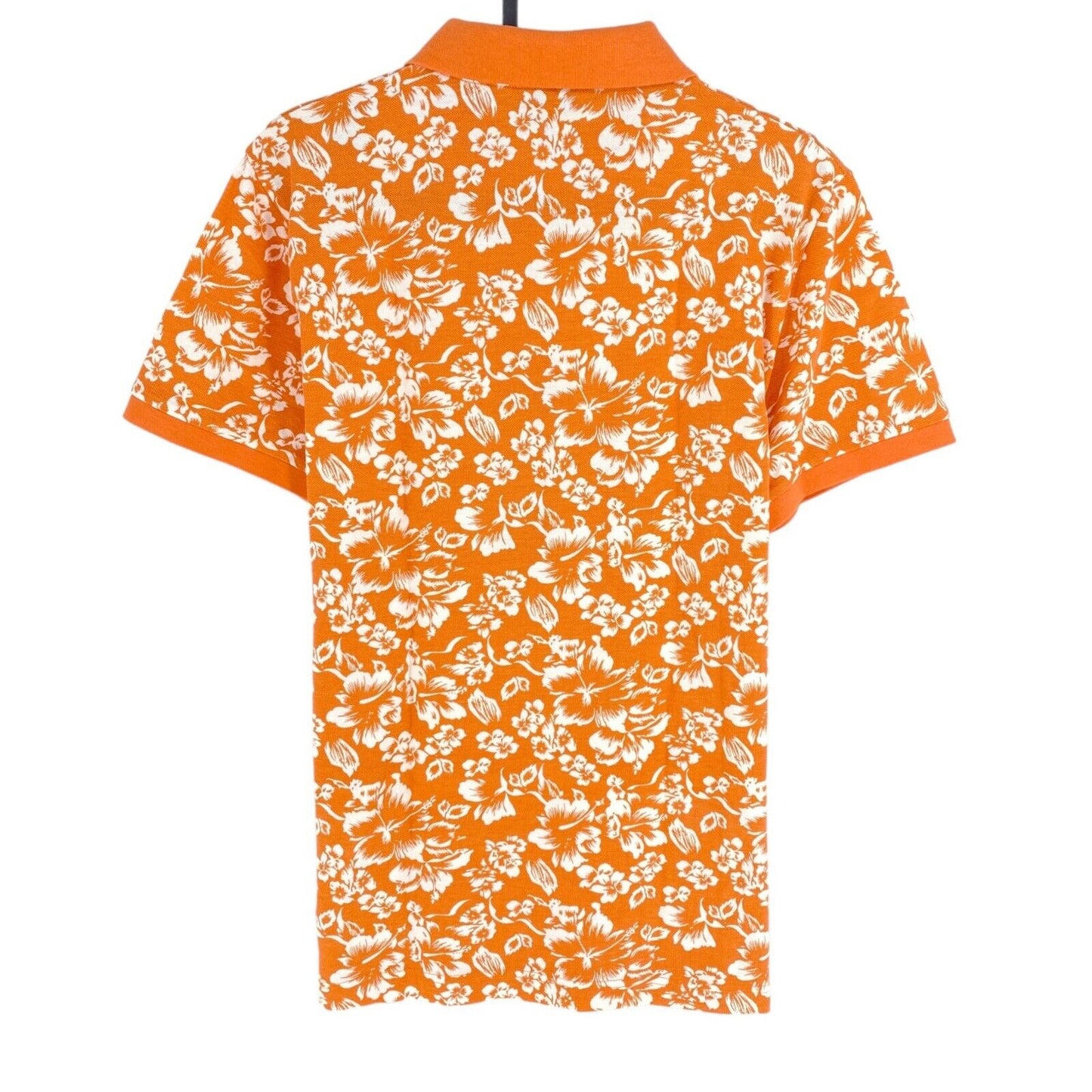 GANT Men Orange Floral Print Pique Short Sleeve Polo Shirt Size S