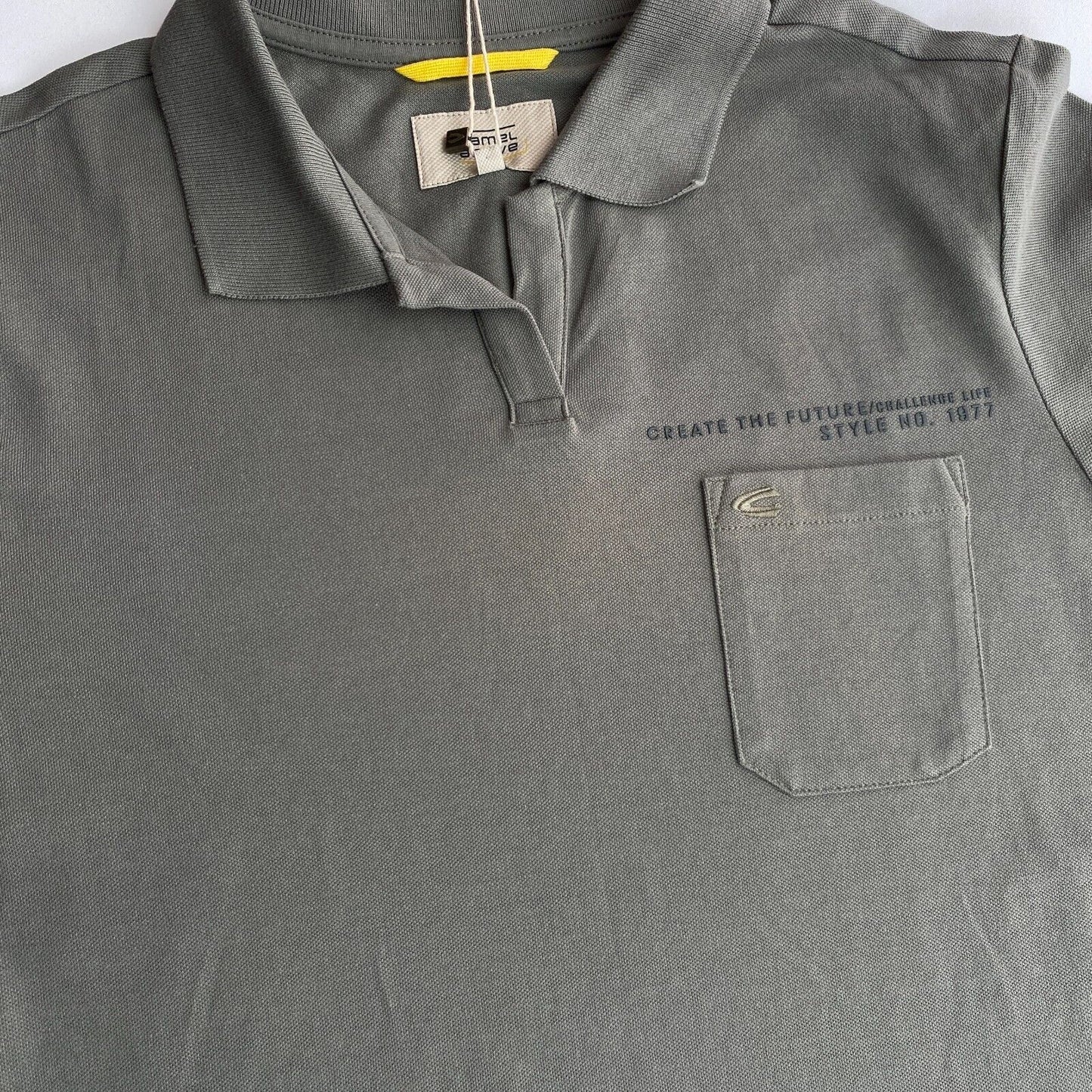 CAMEL ACTIVE Greyish Green Pique Polo Shirt Size M