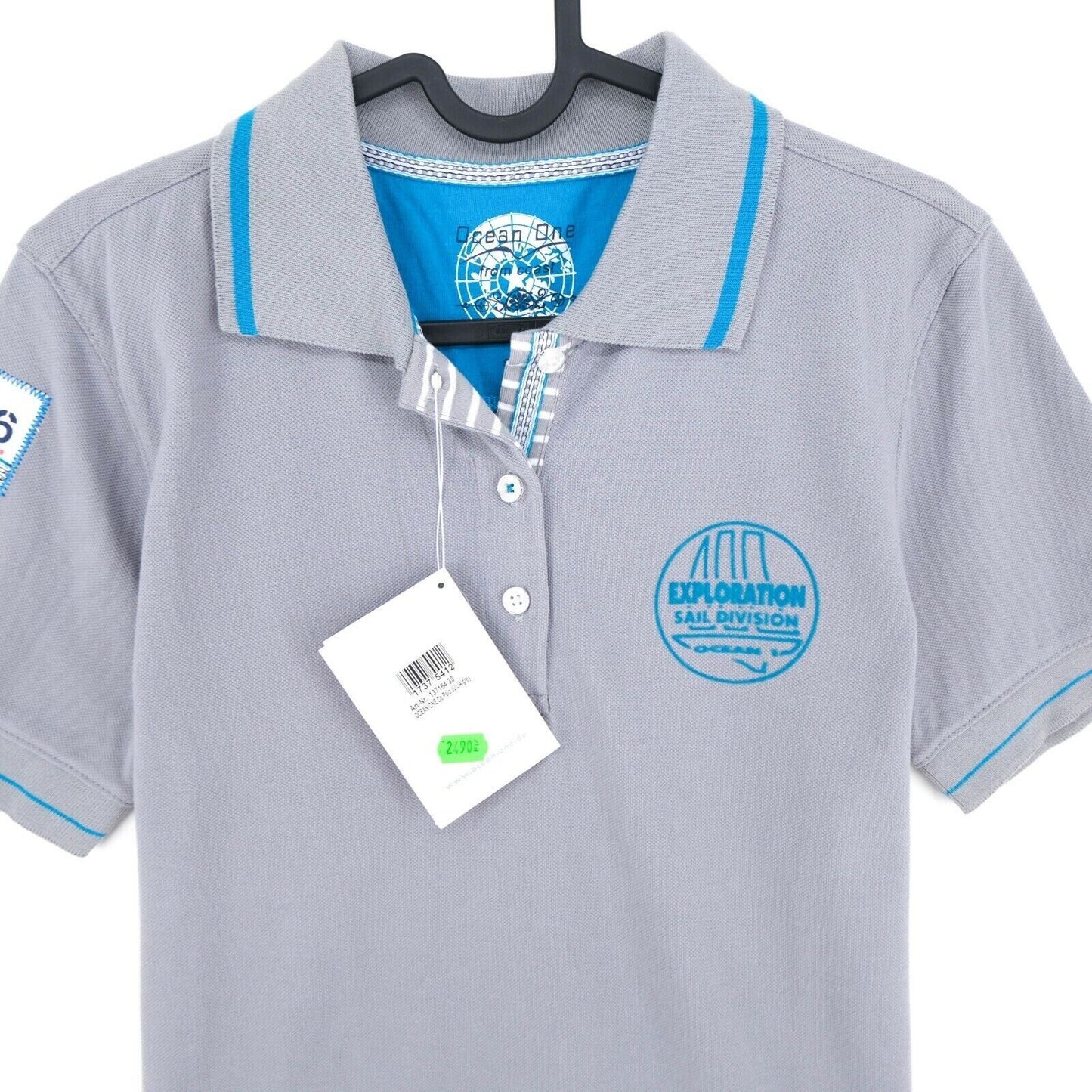 OCEAN ONE Graues Polo-T-Shirt Größe 40