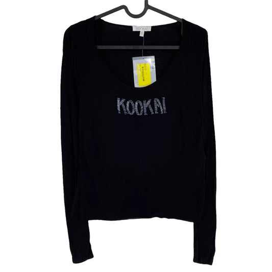 KOOKAI Women Black Long Sleeve Round Neck Blouse Size S