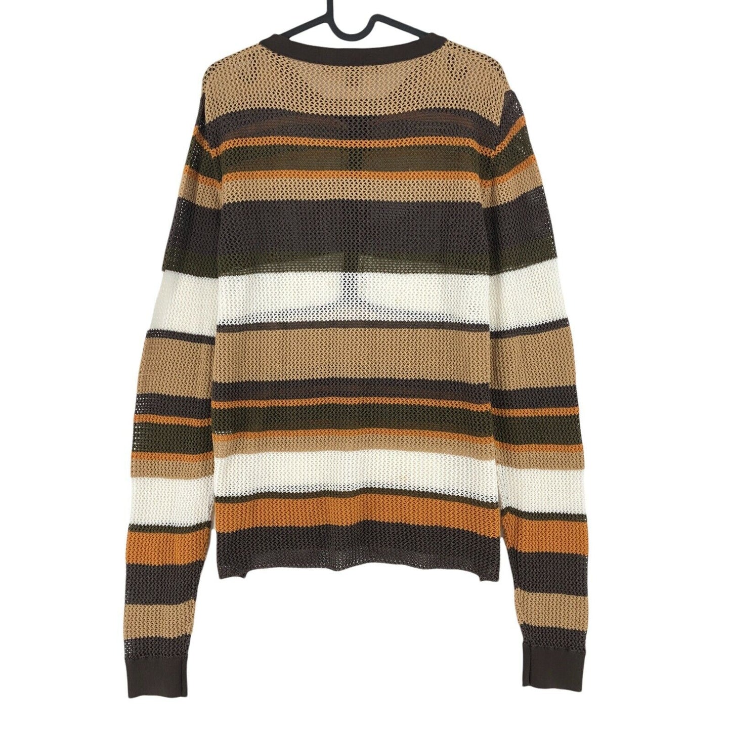 TOMMY HILFIGER COLLECTION Brown Striped Crew Neck Sweater Jumper Size M