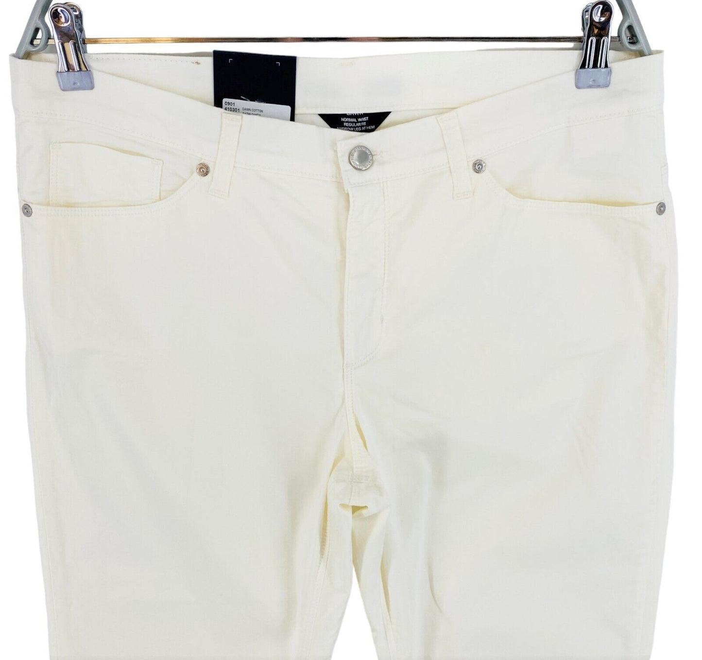 GANT Women White Dawn Cotton Satin Pants Trousers Size W34 L34