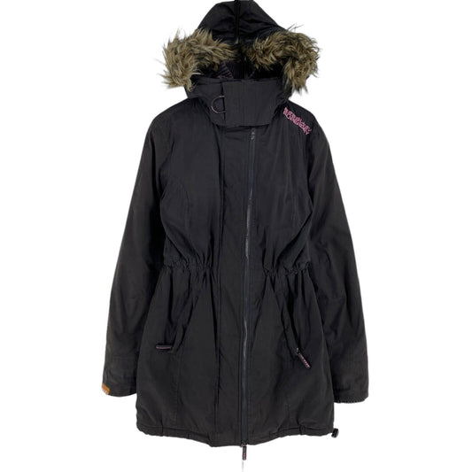 SUPERDRY The Windcheater Dark Brown Cotton Blend Hooded Parka Jacket Coat Size M