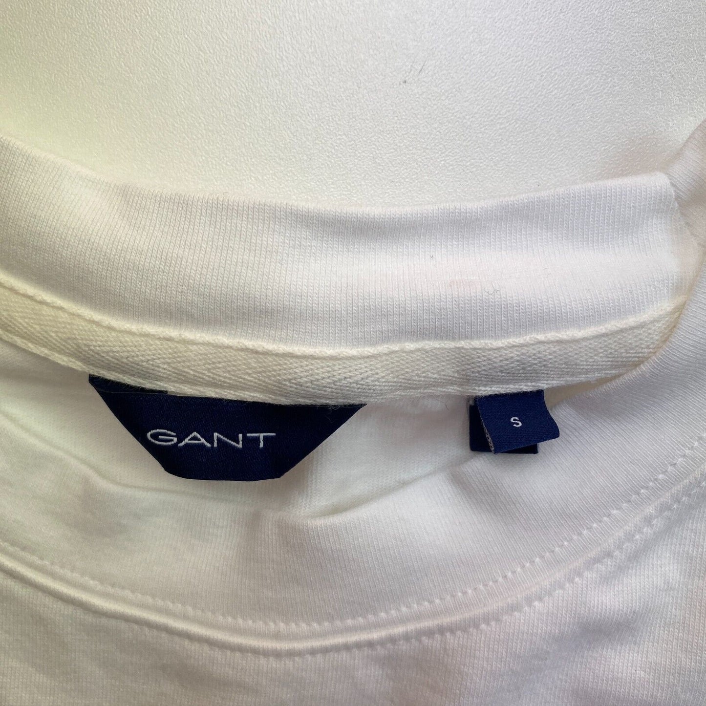 GANT White Logo Crew Neck Long Sleeves T Shirt Size S