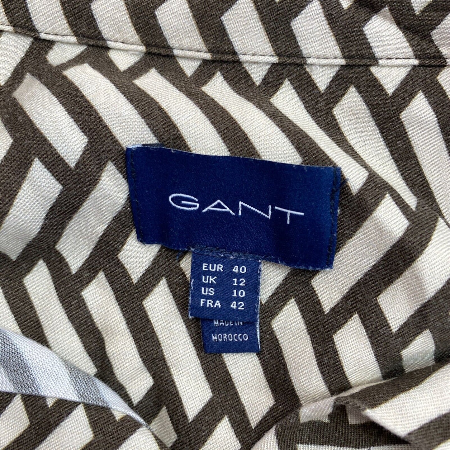 GANT Brown Relax Geometric Shirt Size EU 40 UK 12 US 10