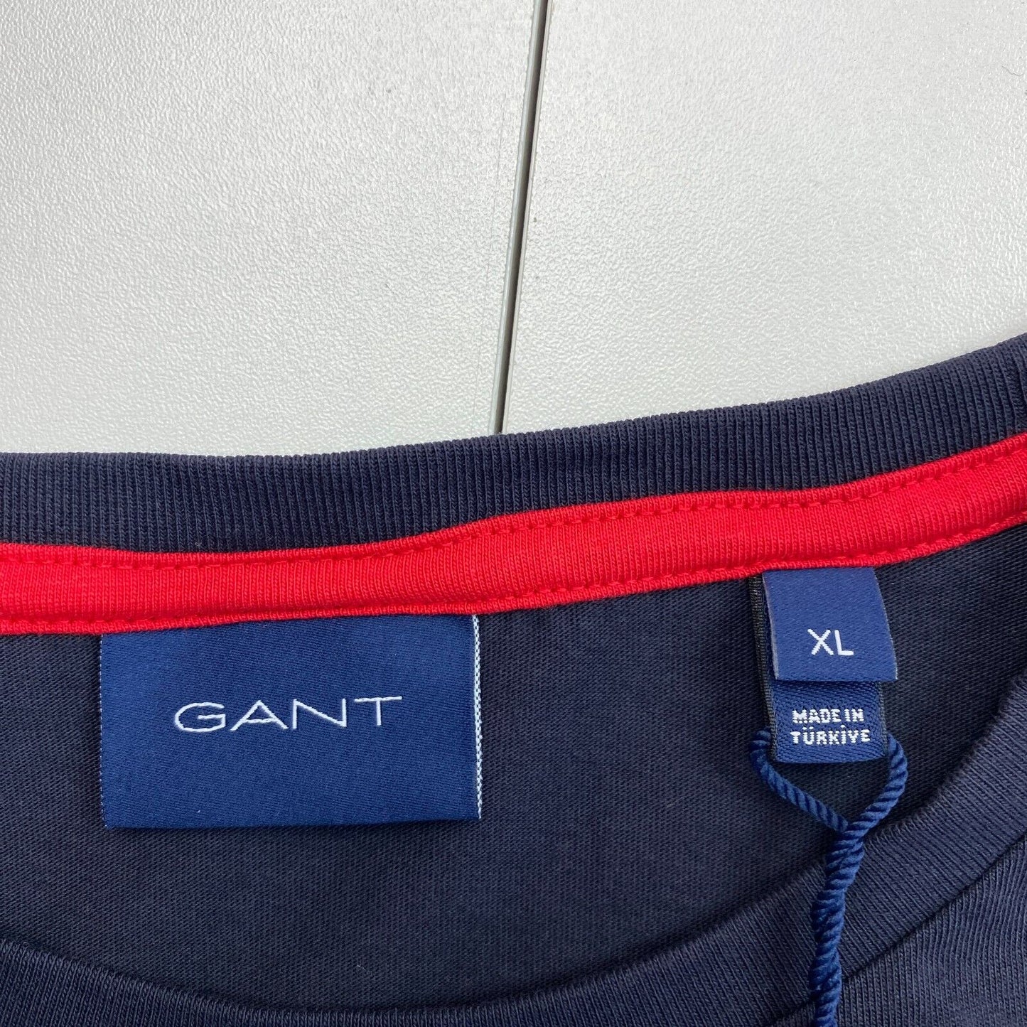 GANT Men Navy Blue Contrast Logo Crew Neck Short Sleeves T Shirt Size XL