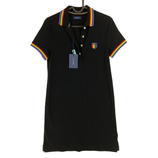 GANT Schwarzes Pride Piqué-Poloshirtkleid, Größe XS