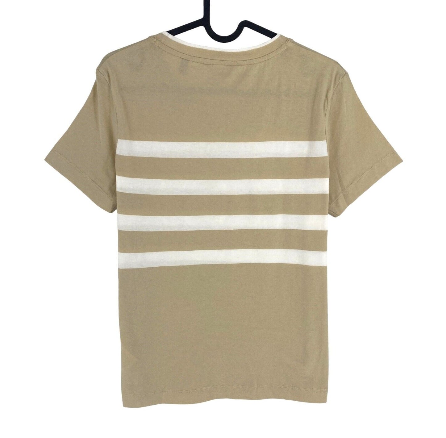 GANT Women Beige Printed Striped Crew Neck Short Sleeves T Shirt Size S