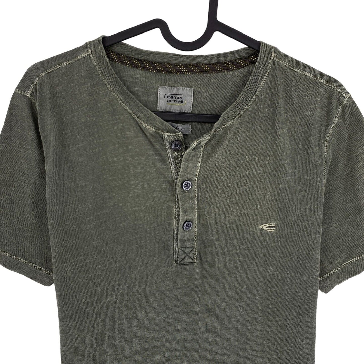 CAMEL ACTIVE Greyish Green Henley Neck T Shirt Size S