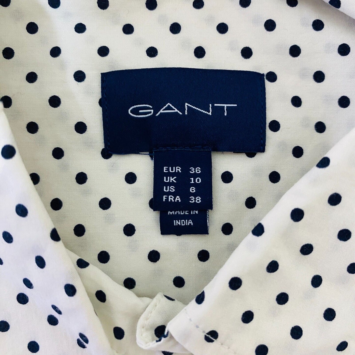 GANT Women White Polka Dot Print Shirt Size EU 36 UK 10 US 6