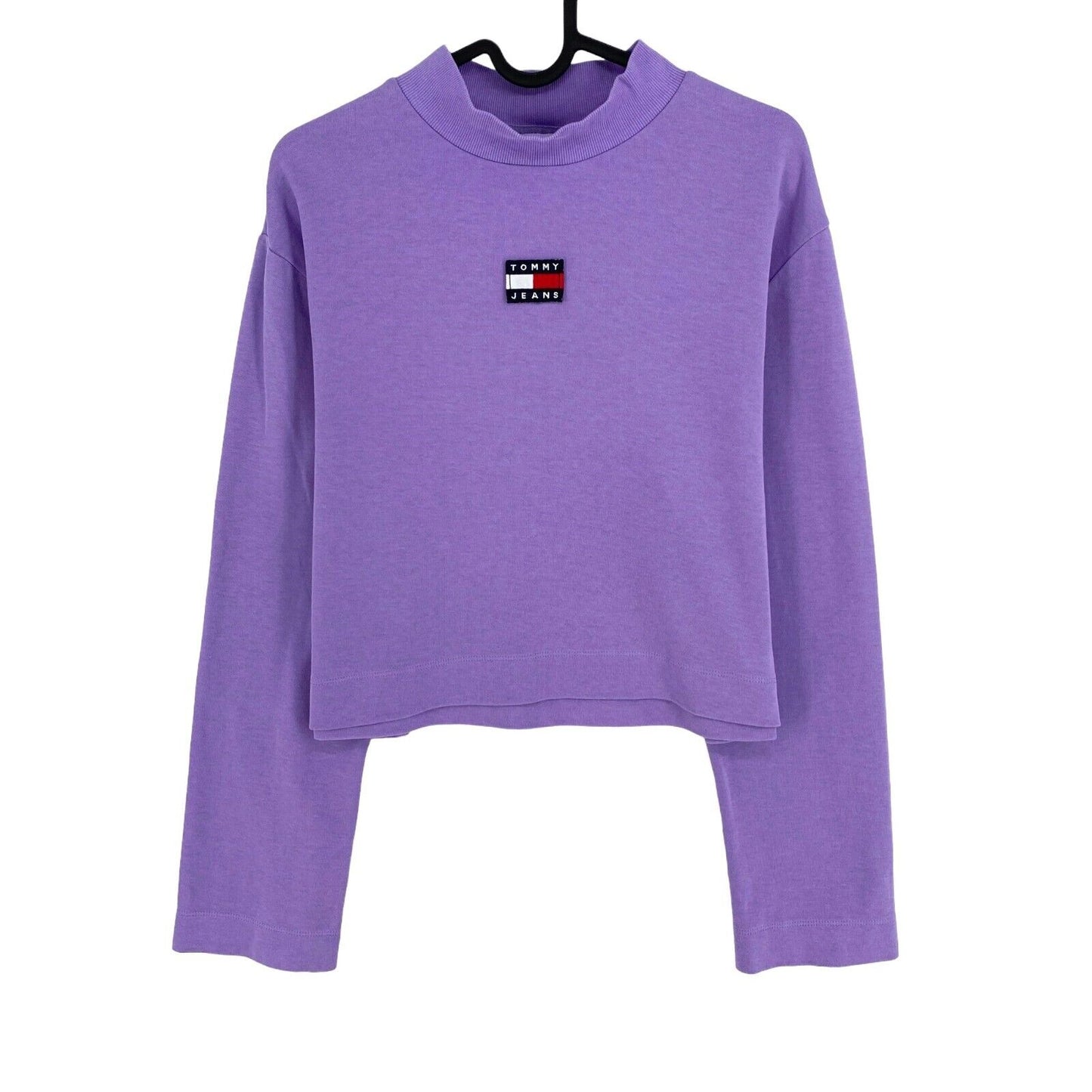 Tommy Hilfiger Jeans Purple Cropped Relaxed Badge Mock Neck Sweater Size S