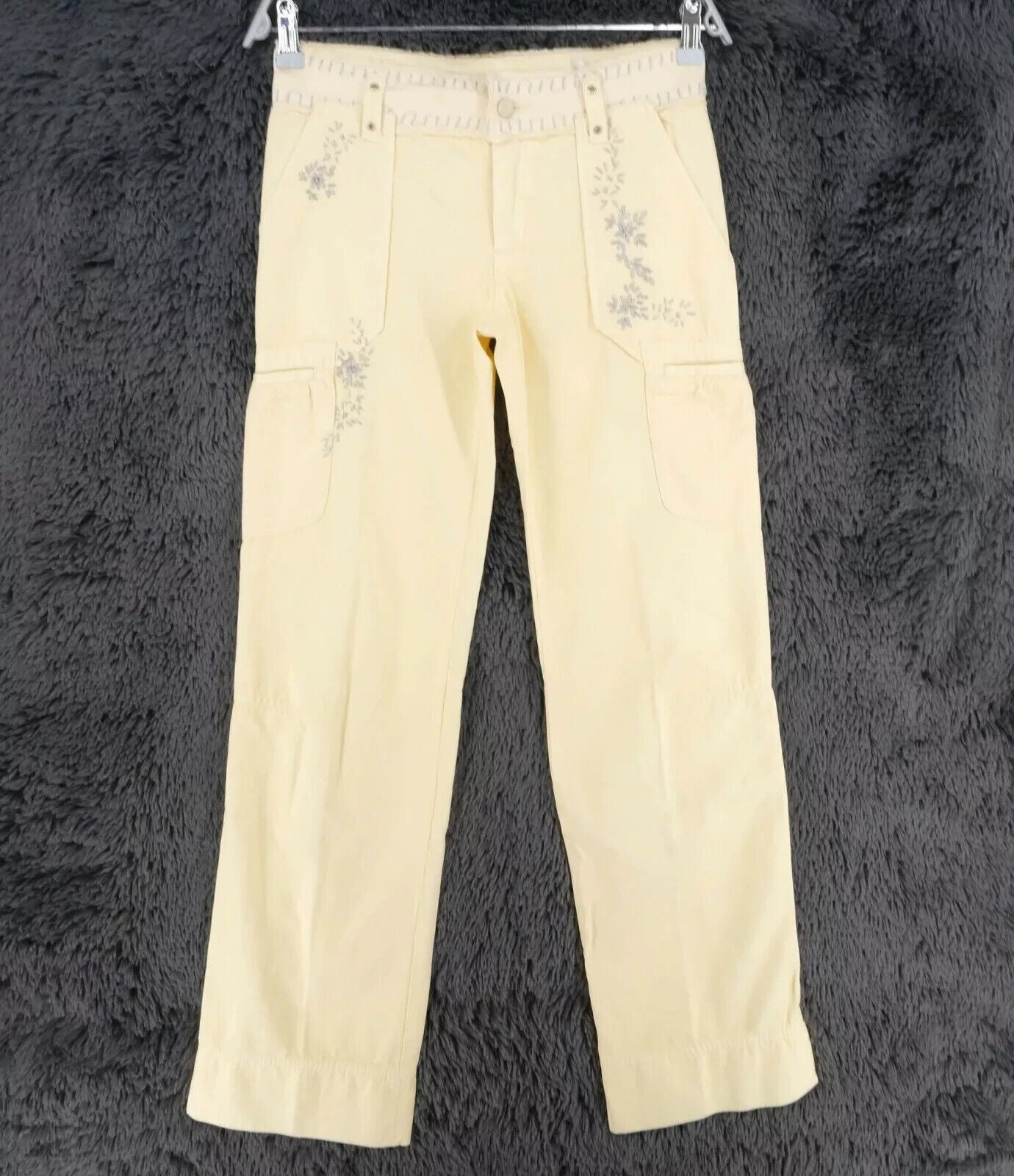 STEFANEL Women Yellow Regular Straight Fit Embroidered Trousers IT 36 EU 32 W27