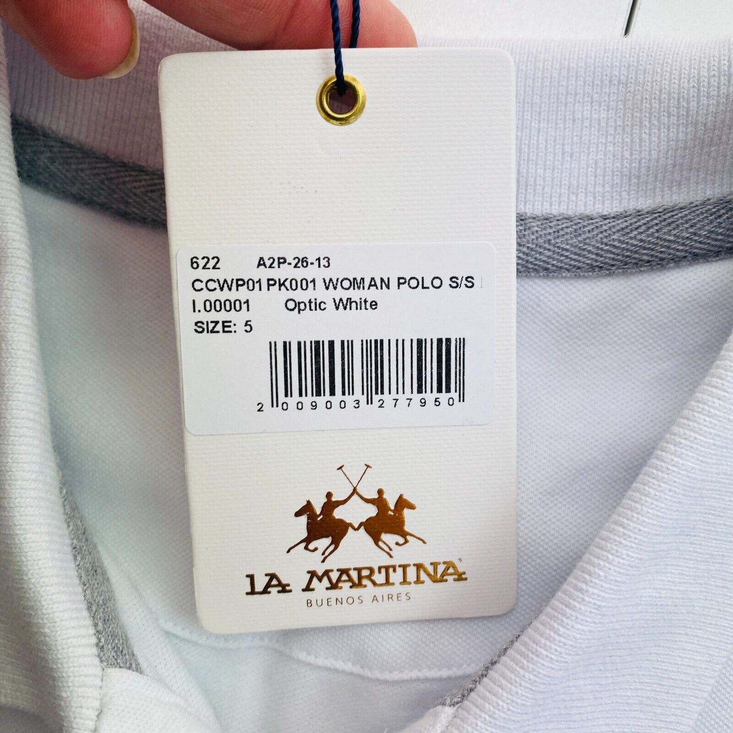 LA MARTINA Women White Piquet Short Sleeve Polo Shirt Size 5 / XL