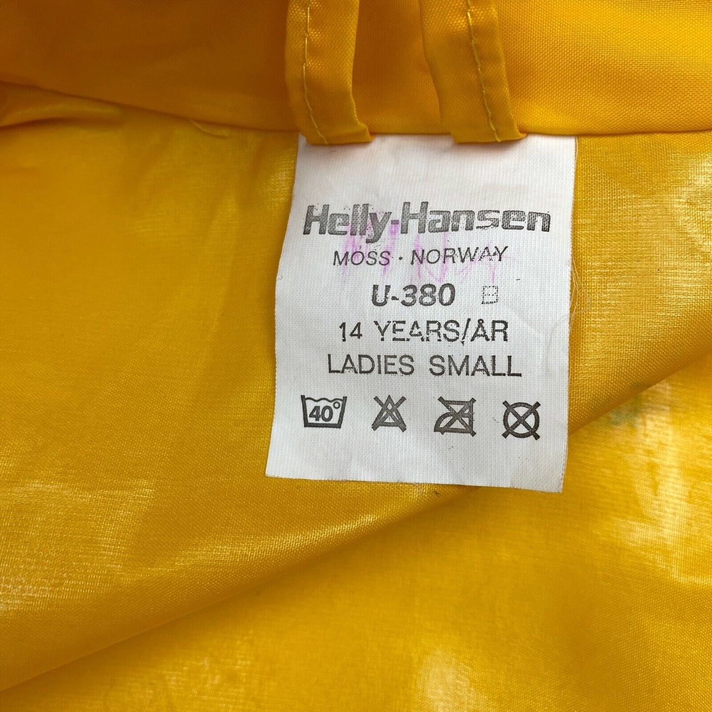 HELLY HANSEN Yellow Hooded Rain Coat Size 14 Years