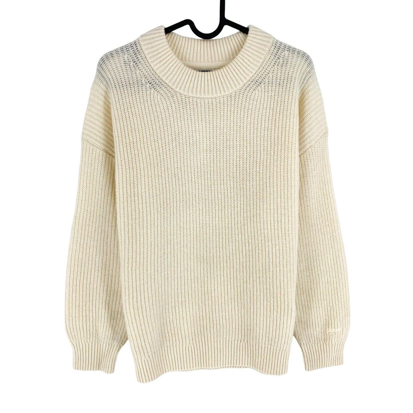 GANT Women Beige Rib Wool Crew Neck Sweater Jumper Size S