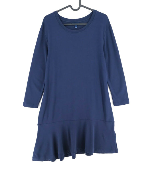 GANT Navy Blue Pleated Long Sleeves Dress Size L