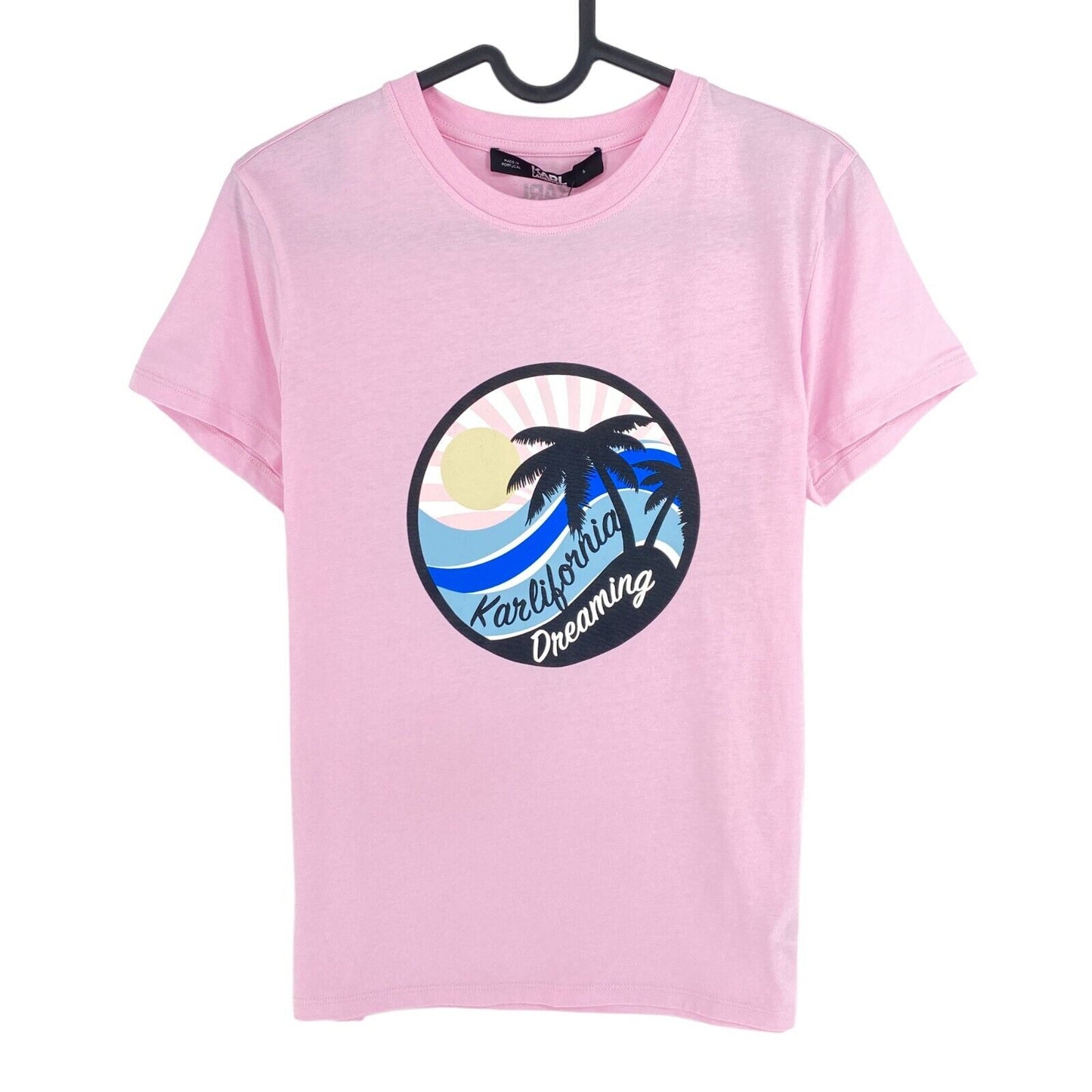 Karl Lagerfeld Pink Karlifornia Rundhals-T-Shirt Größe S