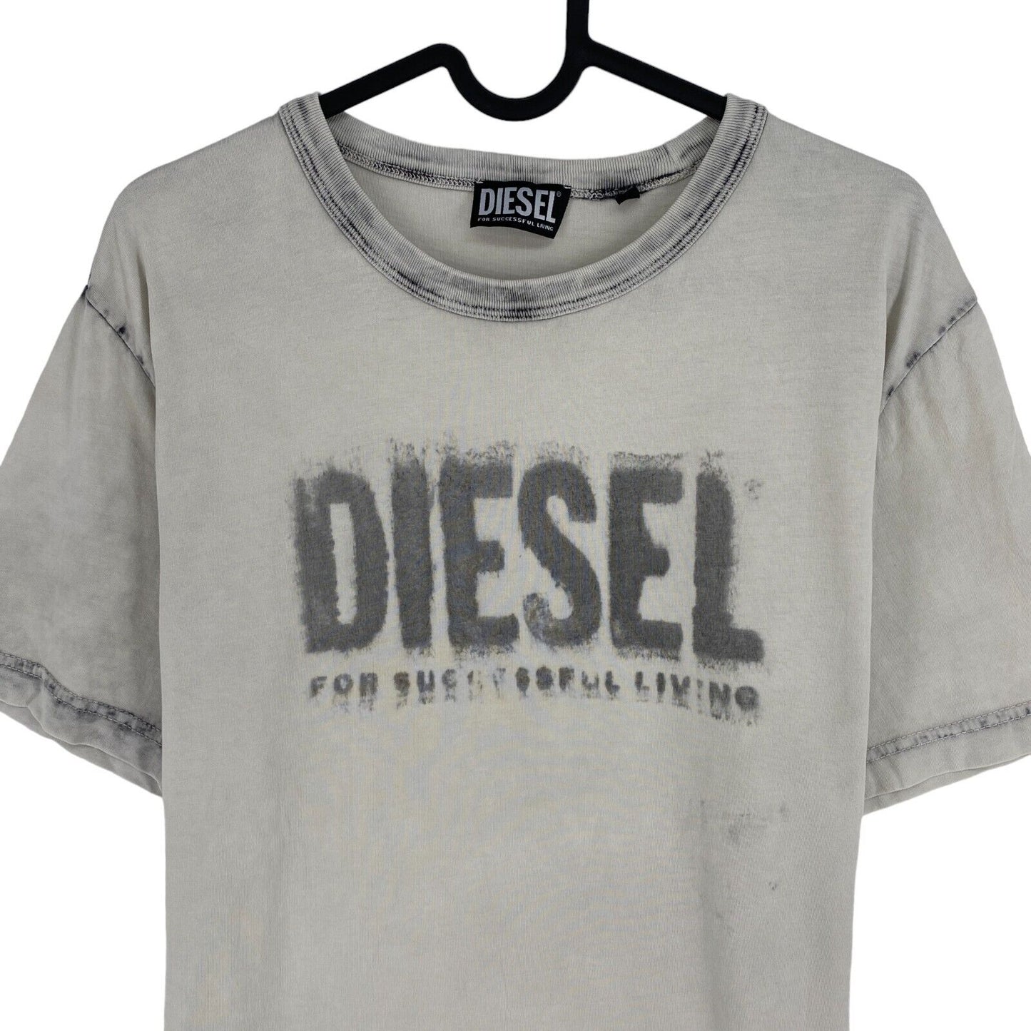 DIESEL Men Grey T-DIEGOR-E6 Crew Neck Short Sleeves T Shirt Size L