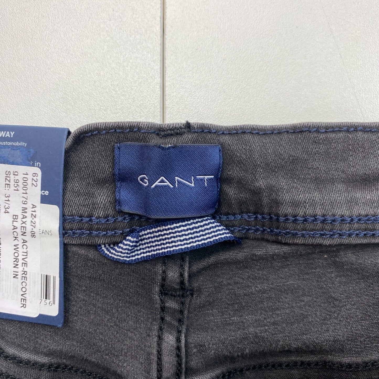 GANT Black Maxen Extra Slim Jeans Size W31 L34