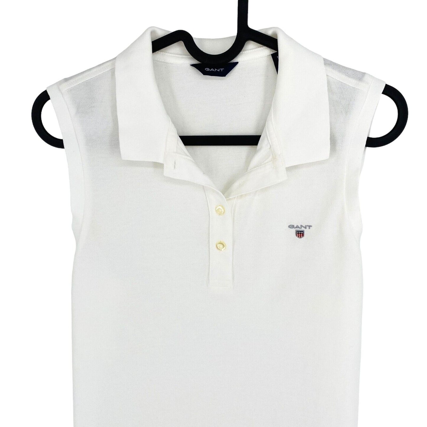 GANT Women White Original Sleeveless Polo Shirt Size M