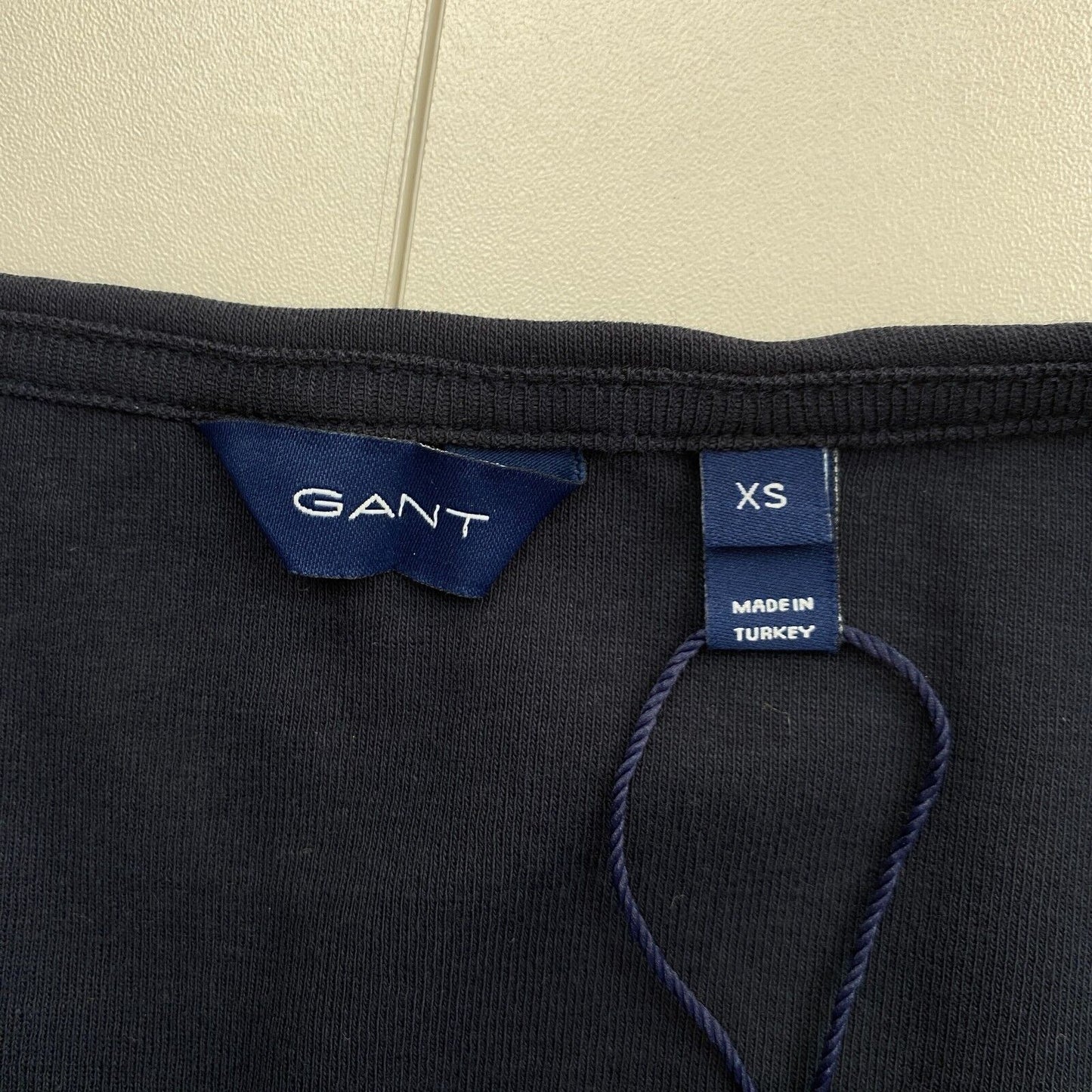 GANT T-Shirt mit Rundhalsausschnitt, 1 x 1 Rippe, Marineblau, Größe XS