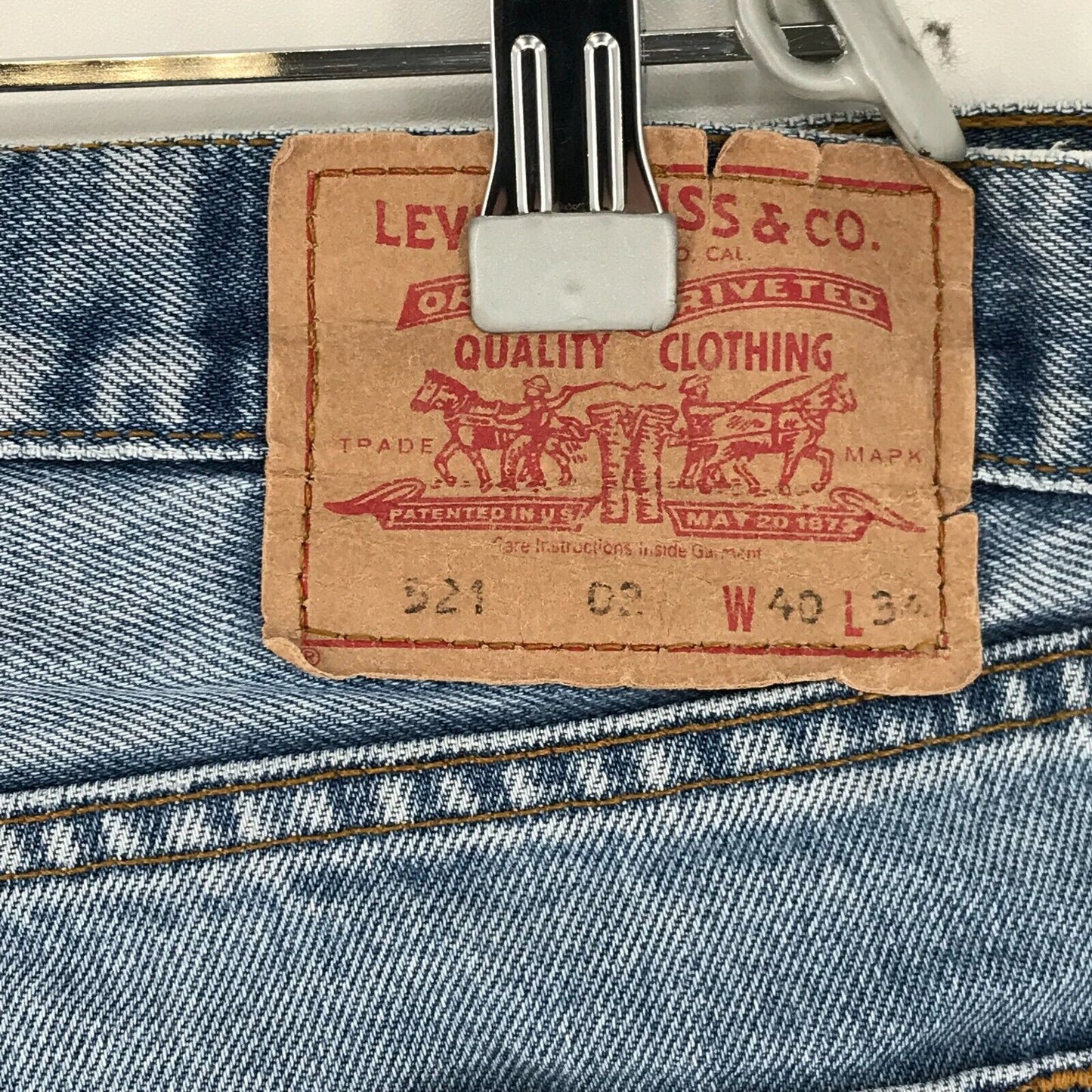 Vintage Levi's 521 02 Blue Regular Straight Fit Jeans W40 L32