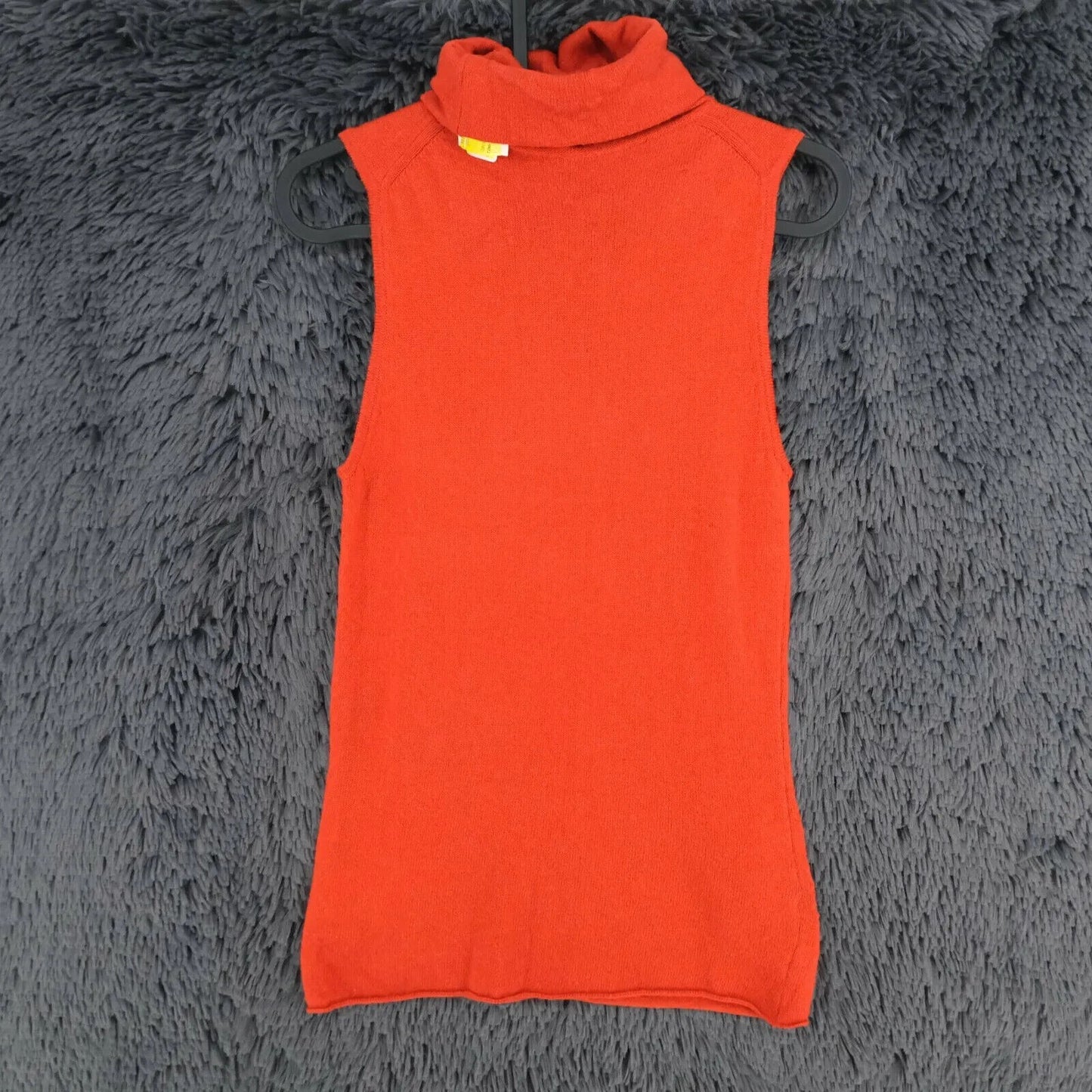 LANEROSSI Orange Wool Cashmere Roll Neck Top Sleeveless Jumper Size 4 - XL