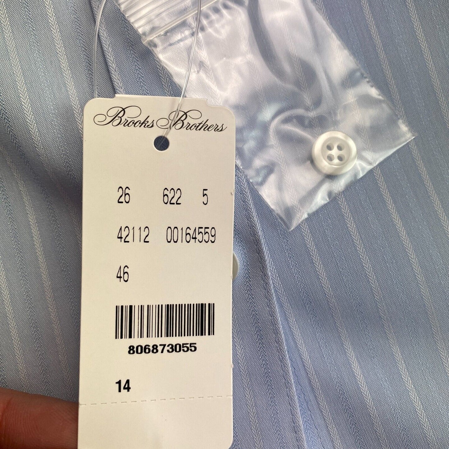 Brooks Brothers Blue Striped Fitted Cotton Shirt Size EU 42 UK 16 US 14