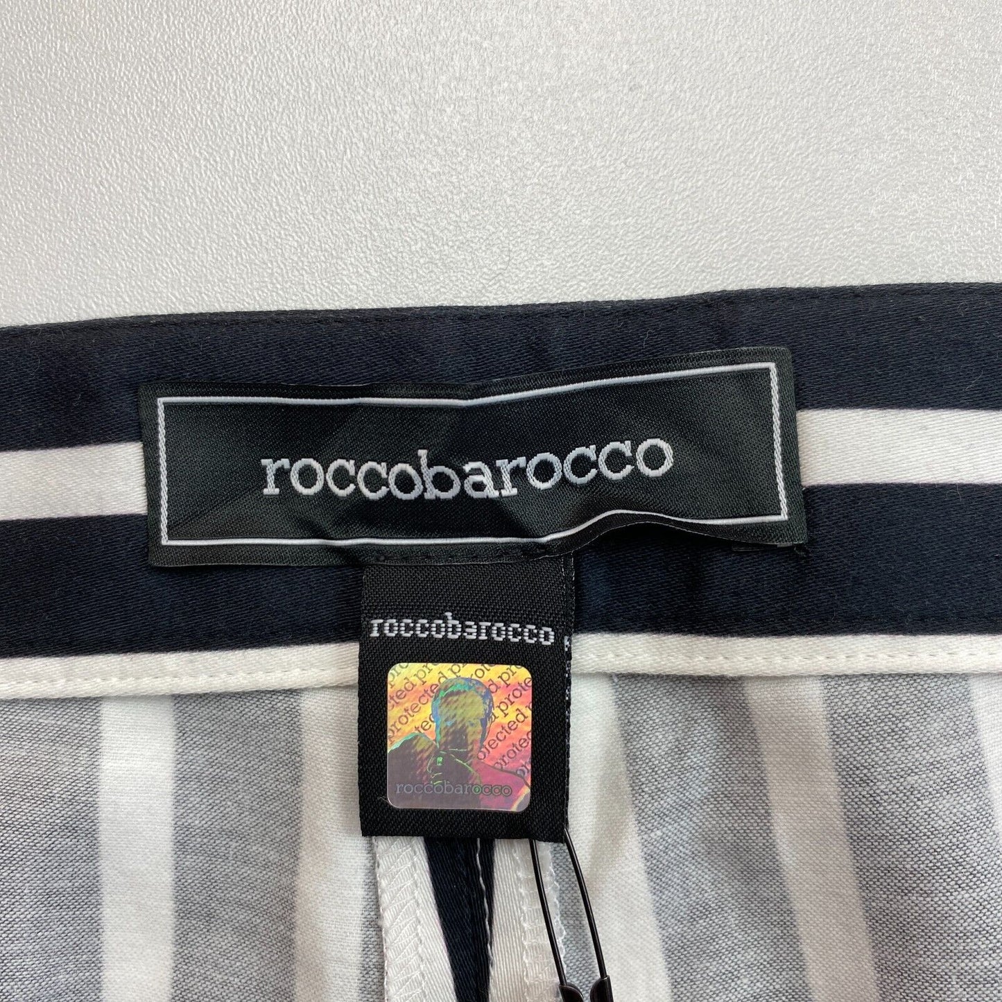 Roccobarocco Navy Blue Striped Pants Trousers Size EU 36 UK 10 US 6