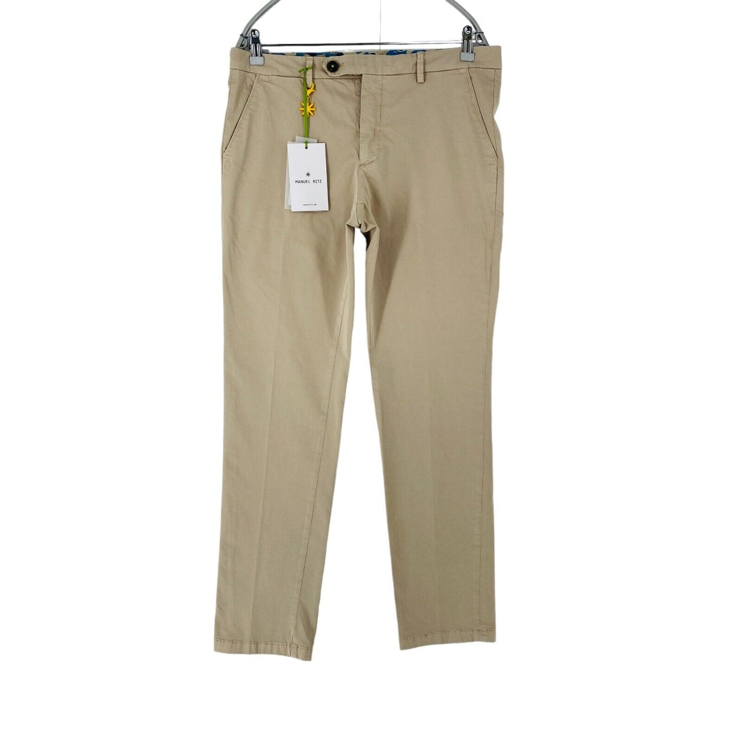 Manuel Ritz Mens Beige Stretch Slim Fit Chino Trousers EUR 50 W34