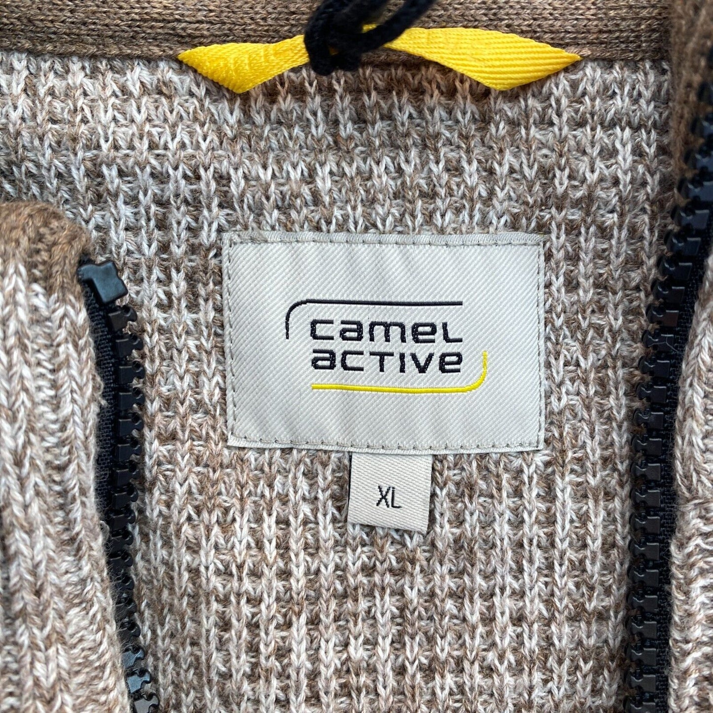 Camel Active Men Dark Beige Full Zip Sweater Jumper Size XL