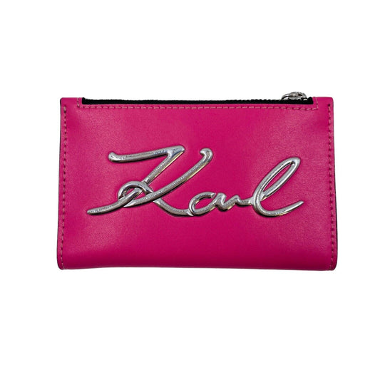 Karl Lagerfeld Pink Women Leather Wallet Card Holder