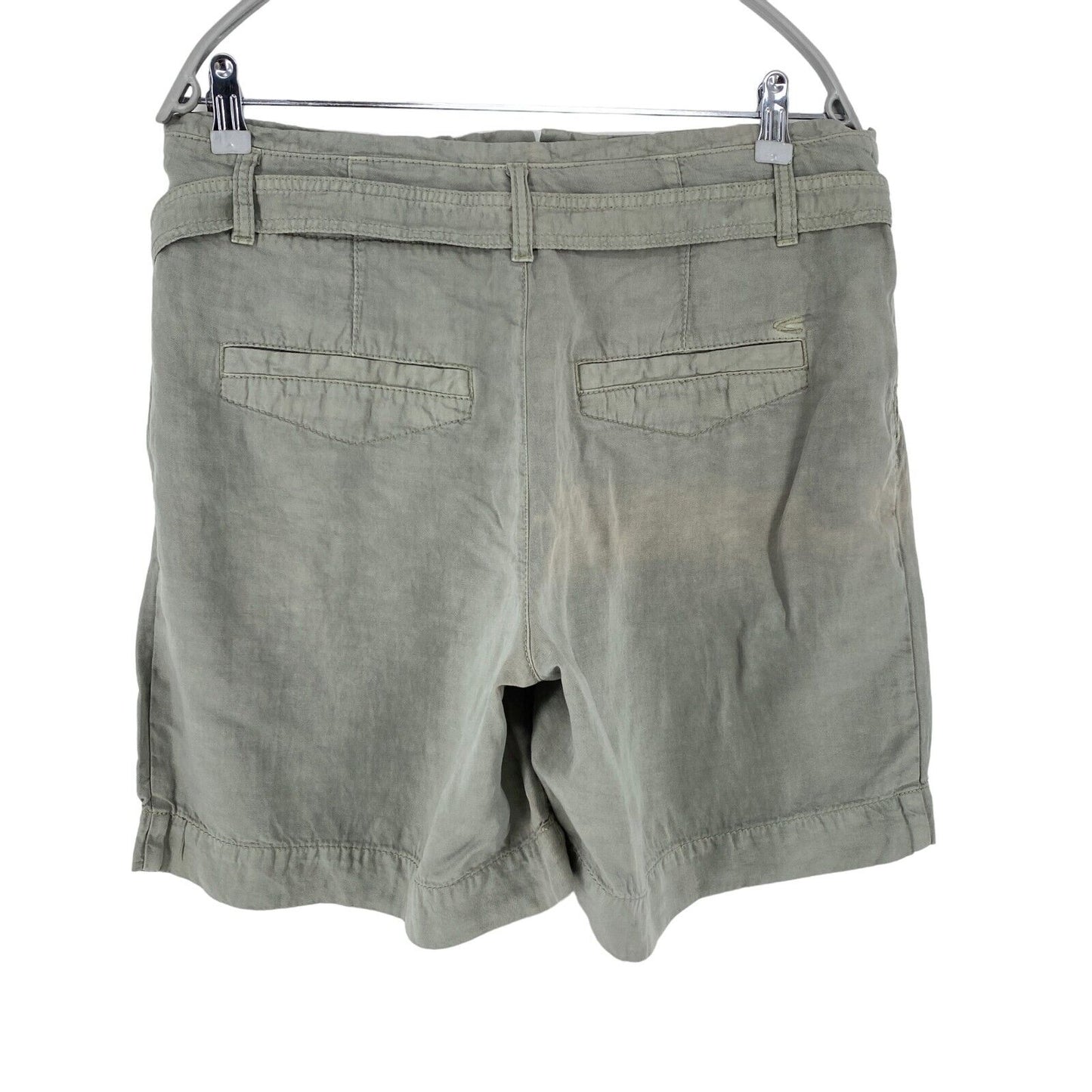 CAMEL ACTIVE Women Grey Relaxed Fit Linen Blend Shorts Size W28