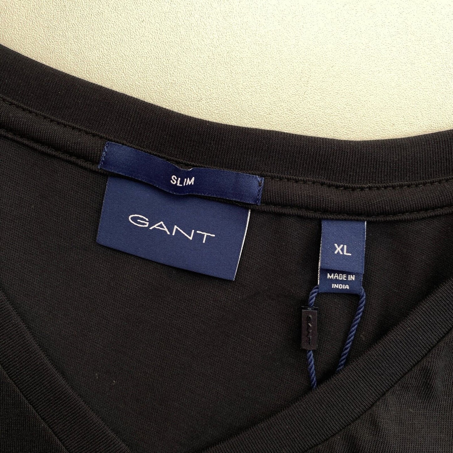 GANT Black Slim Fit V Neck T-Shirt Size XL