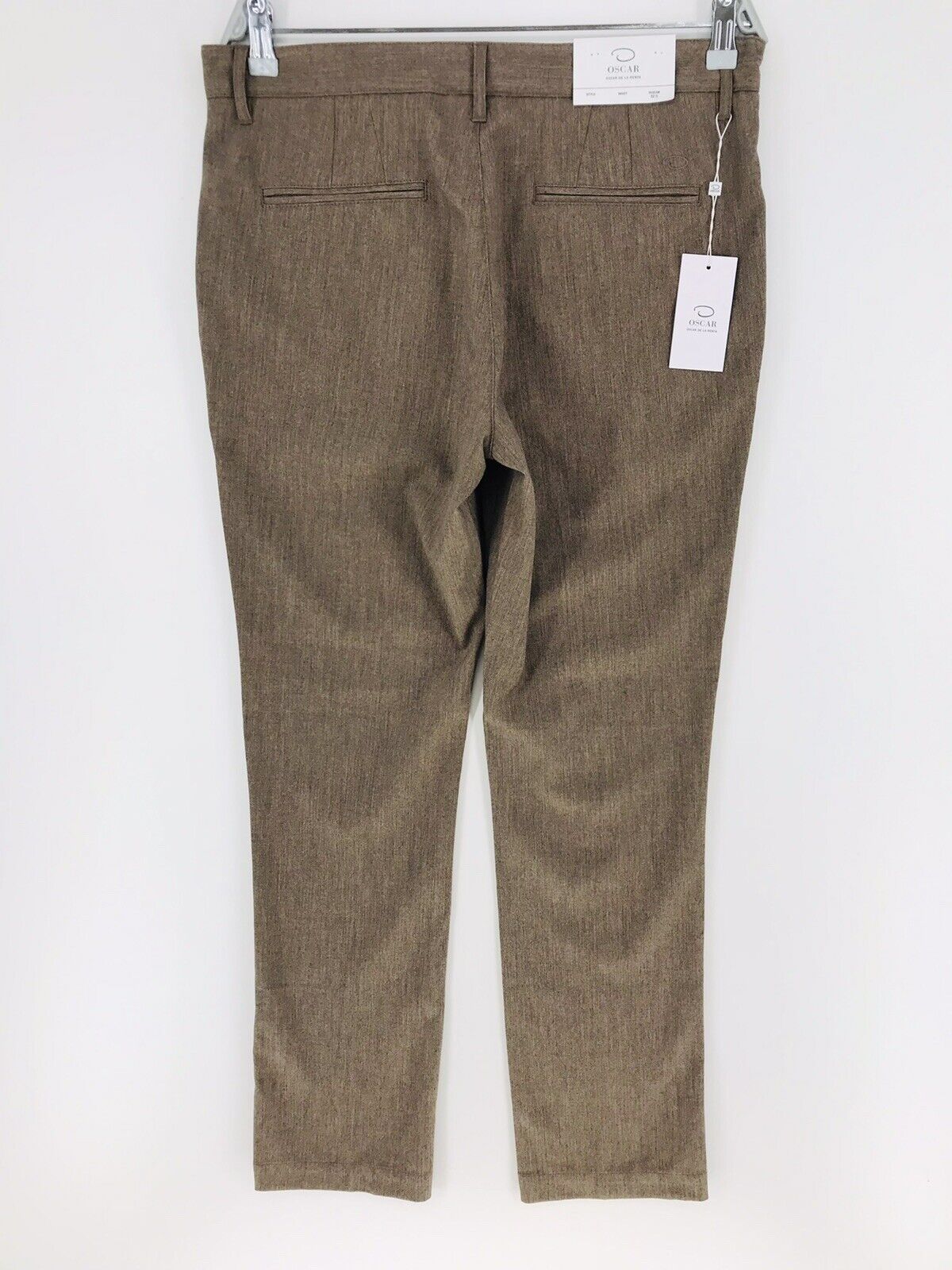 OSCAR DE LA RENTA ALEX Dark Brown Low Rise Slim Fit Pleated Trousers W32 L32.5