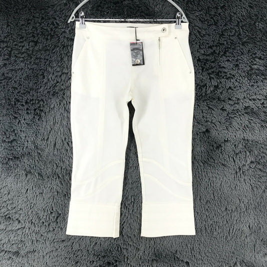 Toy G Women White Relaxed Fit Capri Trousers Size EU 36 UK 10 US 6