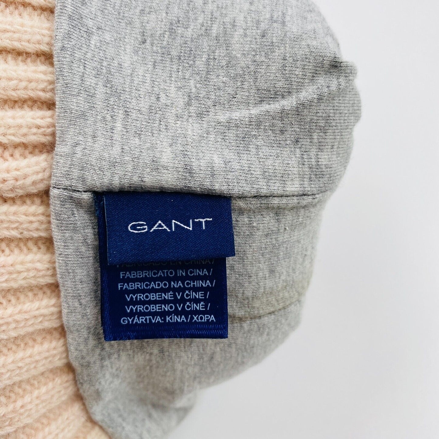 GANT Light Pink Unisex Wool Blend Lined Beanie Hat One Size