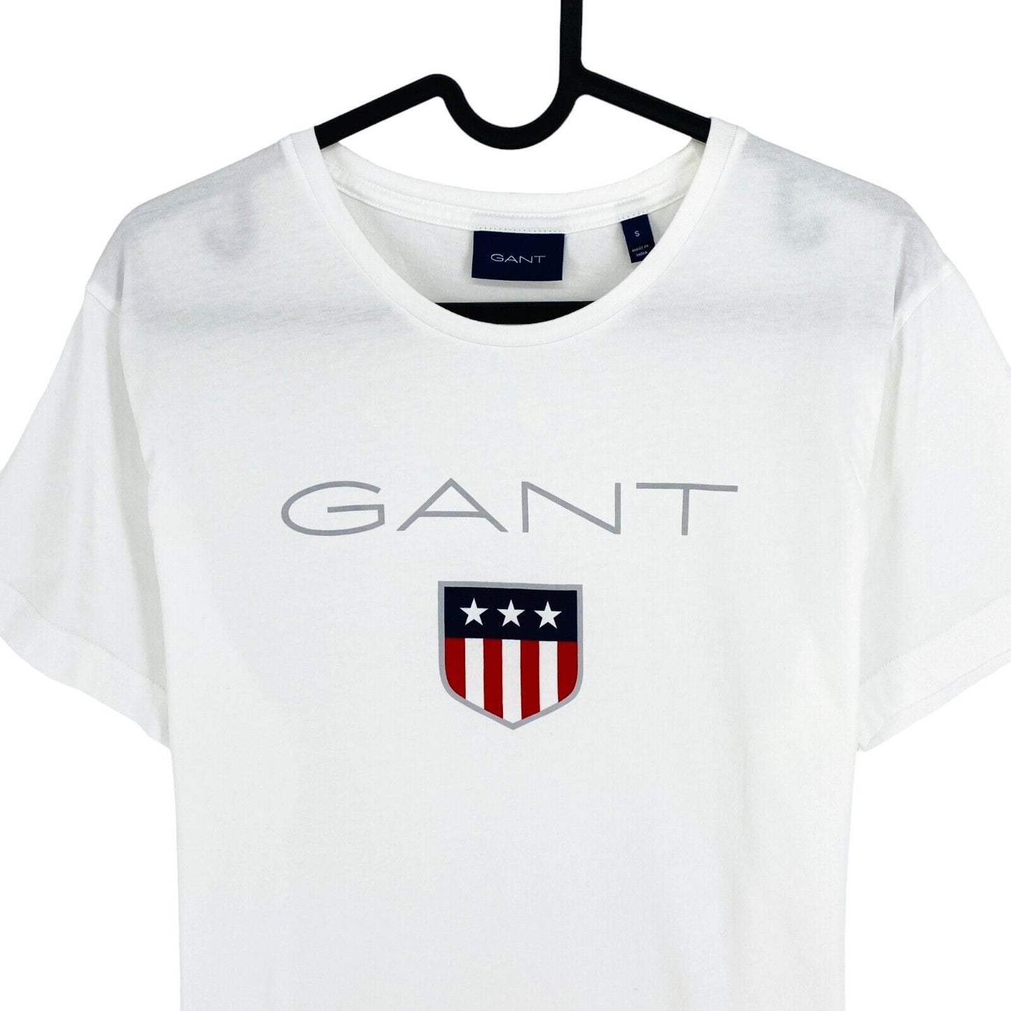 GANT Men White Retro Shield Crew Neck Short Sleeves T Shirt Size S