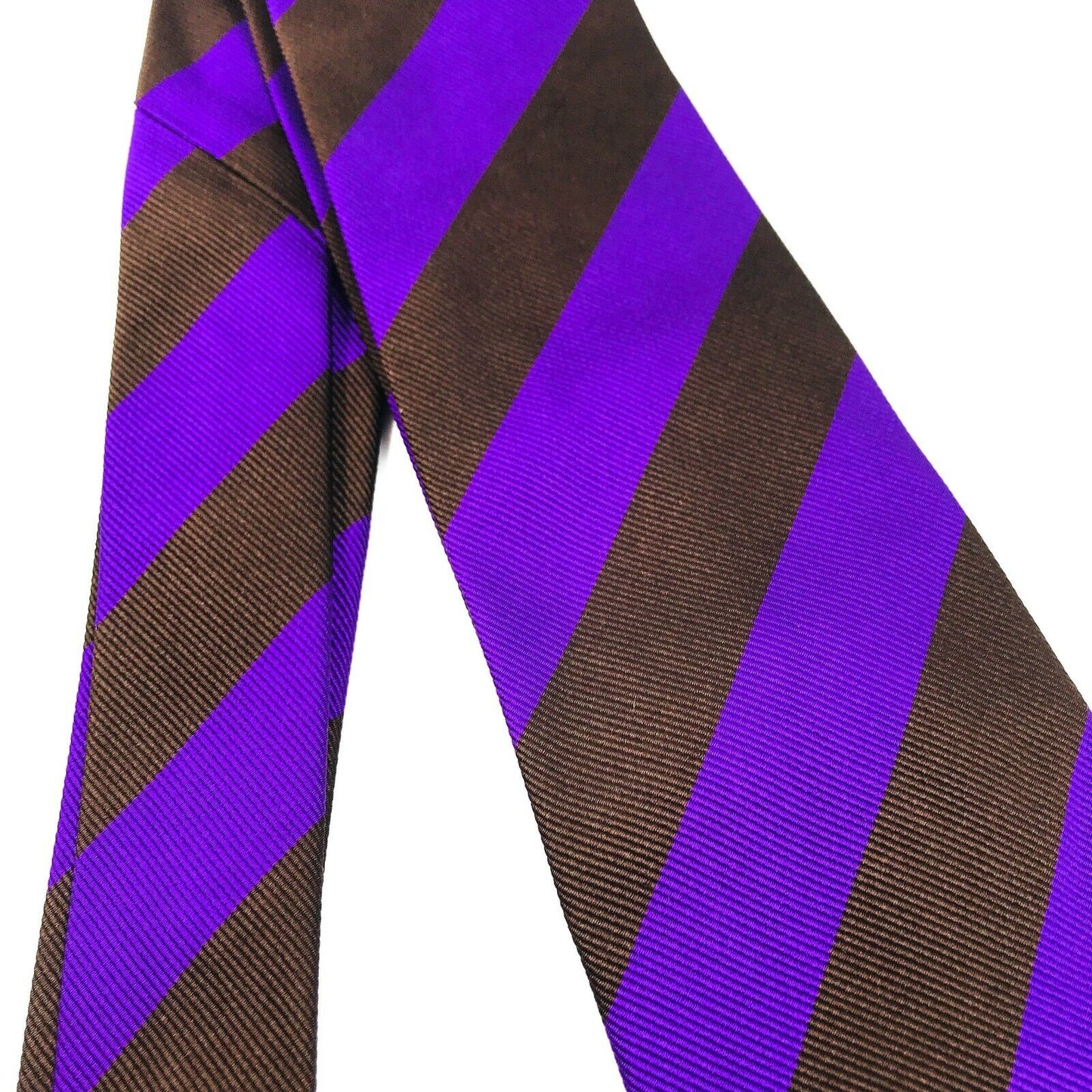 RRP €99 Henry Cottons Brown Purple 100% Silk Tie